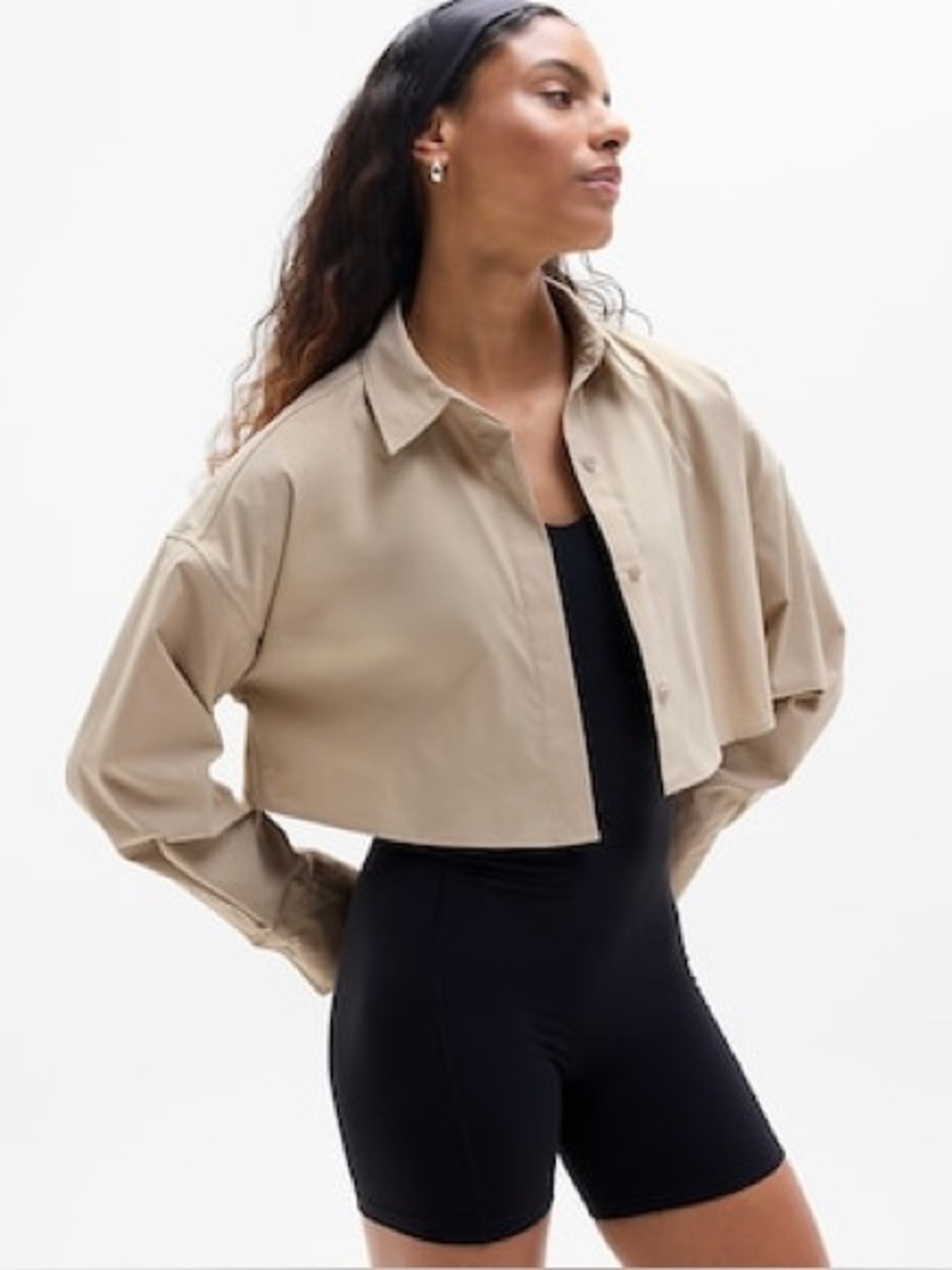 { athleta } Midday Ultra Cropped Poplin Shirt